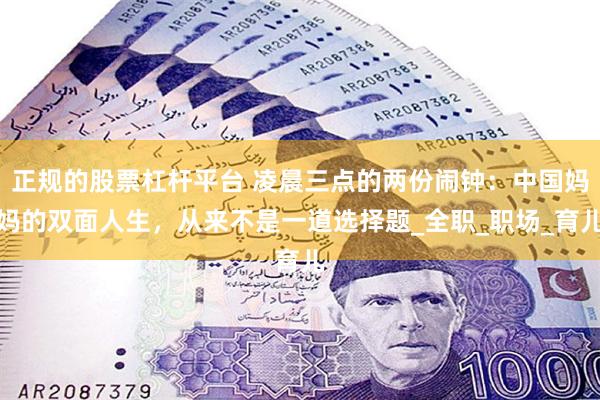正规的股票杠杆平台 凌晨三点的两份闹钟：中国妈妈的双面人生，从来不是一道选择题_全职_职场_育儿